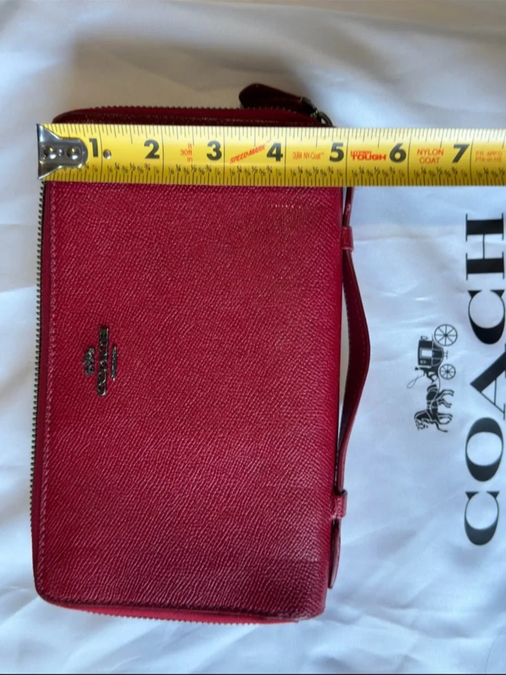 Coach Red Leather Zip Wristlet with Wrist Strap - Picture 2 of 6